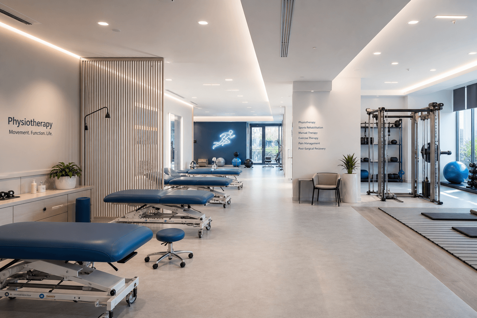Modern physiotherapy clinic interior