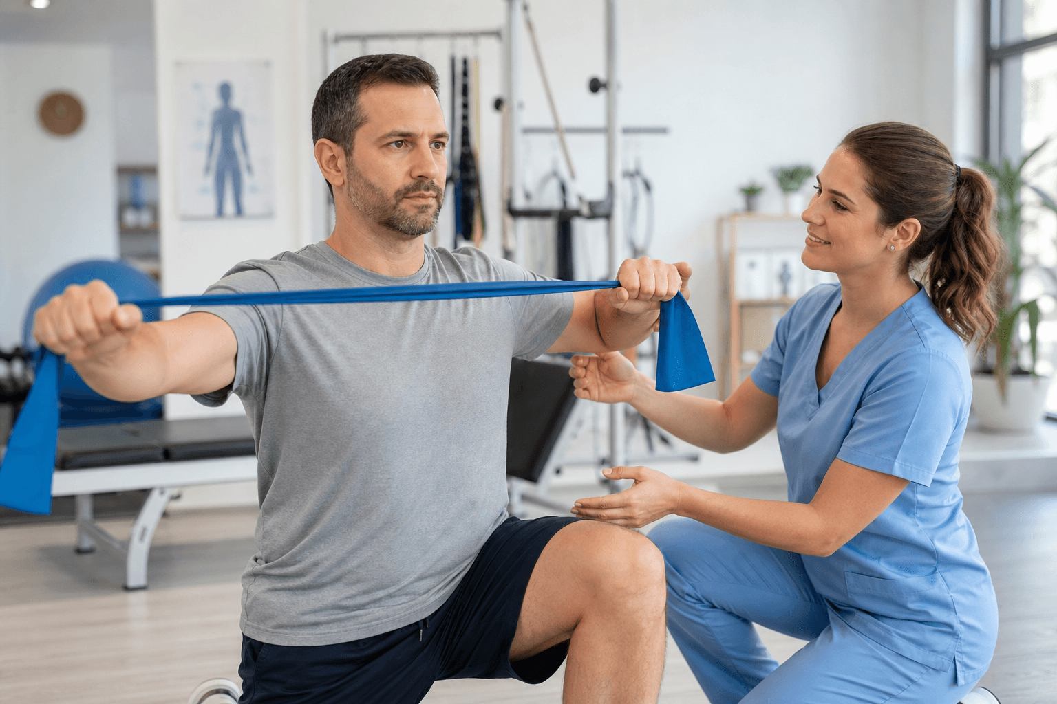 Rehabilitation exercises with physiotherapist